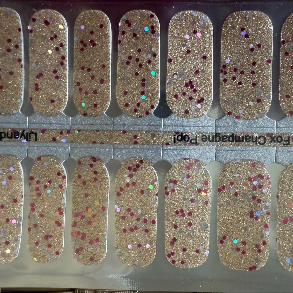NEW Lily & Fox Champagne Pop! Gold Glitter Nail Wraps